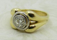 Antique Guest and Philips - 0.95ct Diamond Set, Yellow Gold - Platinum - Single Stone Ring R4139