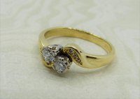 Antique Guest and Philips - 0.20ct Diamond Set, Yellow Gold - White Gold - Two Stone Ring R4163