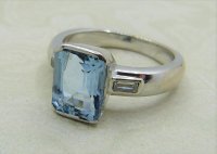 Antique Guest and Philips - 2.20ct Aquamarine Set, White Gold - Single Stone Ring R4182