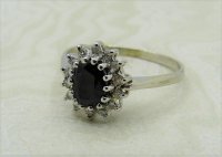 Antique Guest and Philips - 1.00ct (est) Sapphire Set, White Gold - Cluster Ring R4176