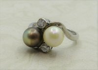 Antique Guest and Philips - Pearl Set, White Gold - Cluster Ring R4240