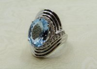 Antique Guest and Philips - 5.54ct Aquamarine Set, Platinum - Cluster Ring R4266