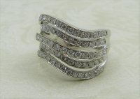 Antique Guest and Philips - 1.14ct Diamond Set, White Gold - Five Row Cluster Ring R4211