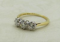 Antique Guest and Philips - 1.10ct (3) Diamond Set, Yellow Gold - Platinum - Three Stone Ring R4246