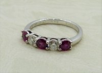 Antique Guest and Philips - 0.66ct Ruby Set, White Gold - Five Stone Ring R4262