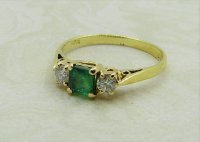 Antique Guest and Philips - 0.30ct Emerald Set, Yellow Gold - Three Stone Ring R4190