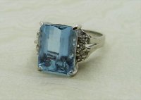 Antique Guest and Philips - 5.00ct Aquamarine Set, Platinum - Single stone Ring R4324