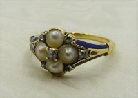 Antique Guest and Philips - 3.5-4.0mm Pearl Set, Yellow Gold - Cluster Ring R4326