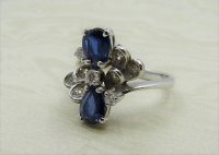 Antique Guest and Philips - 1.50ct Sapphire Set, White Gold - Cluster Ring R4287