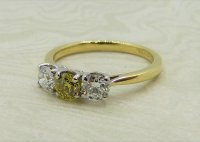 Antique Guest and Philips - 0.31ct Yellow Diamond Set, Yellow Gold - Platinum - Three Stone Ring R4333