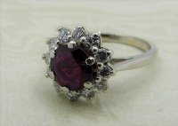 Antique Guest and Philips - 1.40ct Ruby Set, Platinum - Cluster Ring R4509