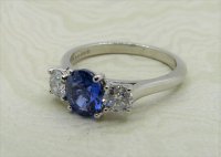 Antique Guest and Philips - 1.34ct Sapphire Set, Platinum - Three Stone Ring R4489