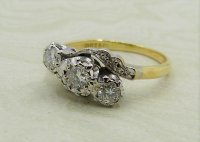 Antique Guest and Philips - 0.45ct Diamond Set, Yellow Gold - Platinum - Three Stone Ring R4484