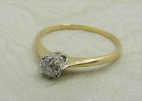 Antique Guest and Philips - 0.20ct Diamond Set, Yellow Gold - White Gold - Single Stone Ring R4531