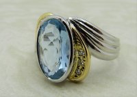 Antique Guest and Philips - 2.60ct Aquamarine Set, Platinum - Yellow Gold - Single Stone Ring R4562