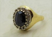 Antique Guest and Philips - 1.95ct Sapphire Set, Yellow Gold - White Gold - Cluster Ring R4548
