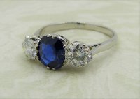 Antique Guest and Philips - 1.33ct Sapphire Set, Platinum - Three Stone Ring R4574