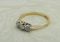 Antique Guest and Philips - 0.30ct Diamond Set, Yellow Gold - White Gold - Three Stone Ring R4589