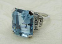 Antique Guest and Philips - 13.00ct Aquamarine Set, White Gold - Single Stone Ring R4637
