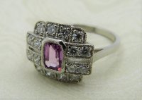 Antique Guest and Philips - 0.62ct Pink Sapphire Set, Platinum - Cluster Ring R4642