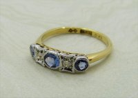Antique Guest and Philips - 0.50ct Sapphire Set, Yellow Gold - Platinum - Five Stone Ring R4626