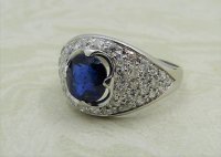 Antique Guest and Philips - 1.86ct Blue Sapphire Set, Platinum - Cluster Ring R4691