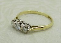 Antique Guest and Philips - 0.35ct Diamond Set, Yellow Gold - White Gold - Three Stone Ring R4705