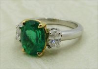 Antique Guest and Philips - 2.71ct Emerald Set, Platinum - Yellow Gold - Three Stone Ring R4724