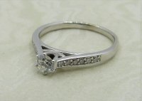 Antique Guest and Philips - 0.18ct Diamond Set, White Gold - Single Stone Ring R4730