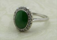 Antique Guest and Philips - 8.8x 2.7 Jade Set, Platinum - Cluster Ring R4758