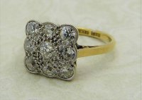 Antique Guest and Philips - 0.60ct Diamond Set, Yellow Gold - Platinum - Cluster Ring R4745