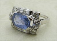 Antique Guest and Philips - 5.40ct Sapphire Set, White Gold Rectangular Cluster Ring - R4802