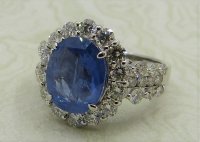 Antique Guest and Philips - 5.04ct Sapphire Set, Platinum - Cluster Ring R4844