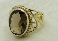Antique Guest and Philips - 3.72ct Smoky Quartz Set, Yellow Gold - Single Stone Ring R4852