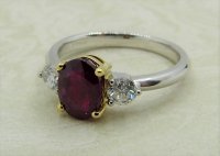 Antique Guest and Philips - 1.94ct Ruby Set, Platinum - Yellow Gold - Three Stone Ring R4881