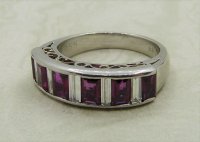 Antique Guest and Philips - 1.40ct Ruby Set, Platinum - Half Eternity Ring R4839