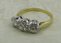 Antique Guest and Philips - 1.00ct Diamond Set, Yellow Gold - White Gold - Three Stone Ring R4874