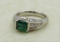 Antique Guest and Philips - 0.85ct Emerald Set, Platinum - Single Stone Ring R4846