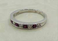 Antique Guest and Philips - 0.25ct Ruby Set, White Gold - Half Eternity Ring R4884