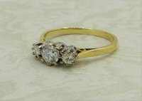 Antique Guest and Philips - .40ct Diamond Set, Yellow Gold - White Gold - Three Stone Ring R4861