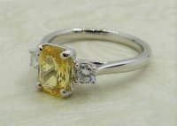 Antique Guest and Philips - 1.60ct Yellow Sapphire Set, Platinum - Three Stone Ring R4895