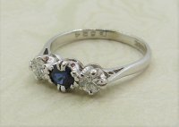 Antique Guest and Philips - 0.50ct Sapphire Set, White Gold - Three Stone Ring R4889