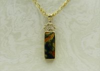 Antique Guest and Philips - Agate Set, Yellow Gold - Rectangular Double Sided Pendant P966