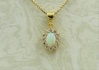 Antique Guest and Philips - 0.45ct Opal Set, Yellow Gold - Oval Cluster Pendant P964