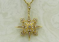Antique Guest and Philips - 0.05ct Diamond Set, Yellow Gold - Star Pendant P957