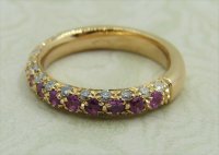 Antique Guest and Philips - Pink Sapphire Set, Yellow Gold - Half Eternity Ring R4961