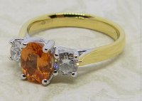 Antique Guest and Philips - 1.20ct Spessatite Set, Yellow Gold - White Gold - Three Stone Ring R3625