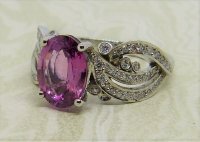 Antique Guest and Philips - 2.27ct Pink Sapphire Set, Platinum - Single Stone Ring R3626