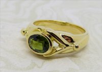 Antique Guest and Philips - 0.93ct Green Tourmaline Set, Yellow Gold - Single Stone Ring R3622