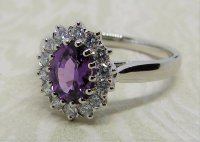 Antique Guest and Philips - 1.37ct Purple Sapphire Set, Platinum - Cluster Ring R3680